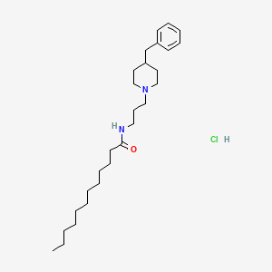 molecular formula C27H47ClN2O B12742430 Dodecanamide, N-(3-(4-(phenylmethyl)-1-piperidinyl)propyl)-, monohydrochloride CAS No. 133783-75-2