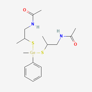 molecular formula C17H28GeN2O2S2 B12742443 N,N'-((Methylphenylgermylene)bis(thio(2-methyl-2,1-ethanediyl)))bisacetamide CAS No. 120627-00-1