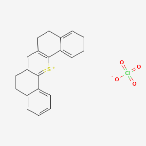 molecular formula C21H17ClO4S B12742511 Dibenzo(c,h)thioxanthylium, 5,6,8,9-tetrahydro-, perchlorate CAS No. 65193-70-6
