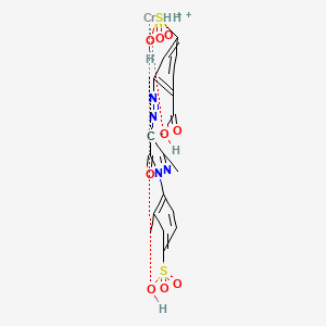 molecular formula C18H17CrN4O9S2+ B12742955 Dihydrogen (2-((4,5-dihydro-3-methyl-5-oxo-1-(4-sulpho-o-tolyl)-1H-pyrazol-4-yl)azo)-4-sulphobenzoato(4-))chromate(2-) CAS No. 85896-44-2