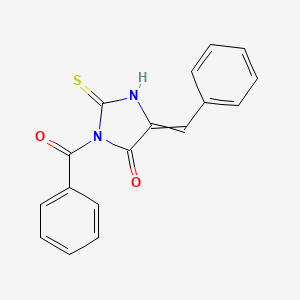 molecular formula C17H12N2O2S B1274318 3-Benzoyl-5-benzylidene-2-mercapto-3,5-dihydro-imidazol-4-one 