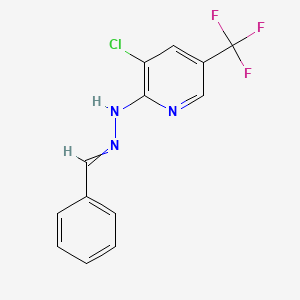 molecular formula C13H9ClF3N3 B1274319 benzenecarbaldehyde N-[3-chloro-5-(trifluoromethyl)-2-pyridinyl]hydrazone 
