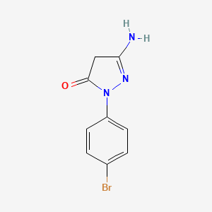 molecular formula C9H8BrN3O B1274340 5-amino-2-(4-bromophenyl)-4H-pyrazol-3-one CAS No. 16883-20-8