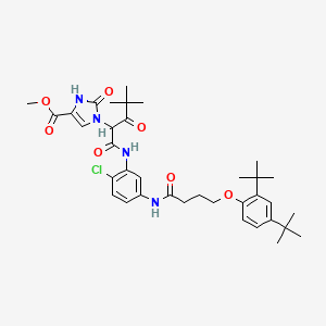 molecular formula C36H47ClN4O7 B12743417 Methyl 1-(1-((5-((4-(2,4-di-tert-butylphenoxy)butyryl)amino)-2-chlorophenyl)carbamoyl)-3,3-dimethyl-2-oxobutyl)-2,3-dihydro-2-oxo-1H-imidazole-4-carboxylate CAS No. 94087-64-6