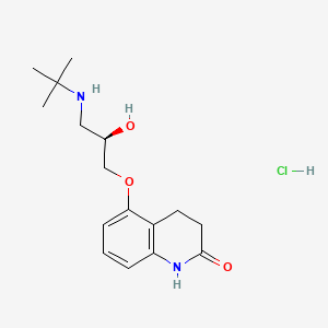 molecular formula C16H25ClN2O3 B12743702 Carteolol hydrochloride, (R)- CAS No. 59567-87-2