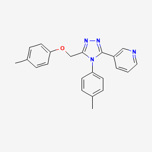 molecular formula C22H20N4O B12743797 Pyridine, 3-(5-((4-methylphenoxy)methyl)-4-(4-methylphenyl)-4H-1,2,4-triazol-3-yl)- CAS No. 141079-04-1