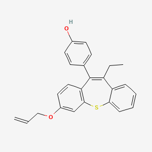 molecular formula C25H22O2S B12743902 Phenol, p-(7-(allyloxy)-11-ethyldibenzo(b,f)thiepin-10-yl)- CAS No. 85850-86-8