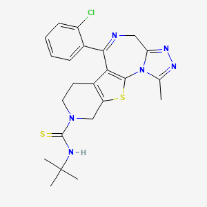 molecular formula C23H25ClN6S2 B12743918 N-tert-butyl-9-(2-chlorophenyl)-3-methyl-17-thia-2,4,5,8,14-pentazatetracyclo[8.7.0.02,6.011,16]heptadeca-1(10),3,5,8,11(16)-pentaene-14-carbothioamide CAS No. 132418-33-8