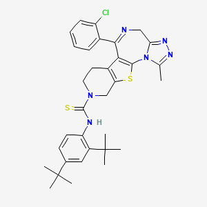 molecular formula C33H37ClN6S2 B12744001 9-(2-chlorophenyl)-N-(2,4-ditert-butylphenyl)-3-methyl-17-thia-2,4,5,8,14-pentazatetracyclo[8.7.0.02,6.011,16]heptadeca-1(10),3,5,8,11(16)-pentaene-14-carbothioamide CAS No. 132418-51-0