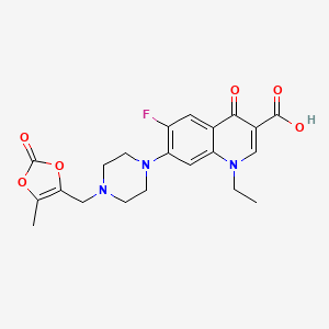 molecular formula C21H22FN3O6 B12744050 N-((5-Methyl-2-oxo-1,3-dioxol-4-yl)methyl)norfloxacin CAS No. 85195-76-2