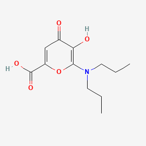 molecular formula C12H17NO5 B12744069 4H-Pyran-2-carboxylic acid, 6-(dipropylamino)-5-hydroxy-4-oxo- CAS No. 86525-19-1