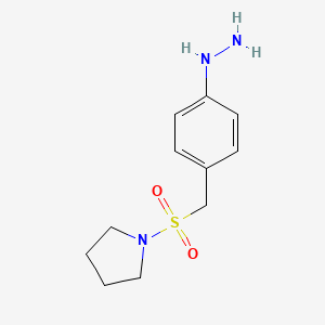 molecular formula C11H17N3O2S B12744136 Pyrrolidine, 1-(((4-hydrazinylphenyl)methyl)sulfonyl)- CAS No. 181178-23-4