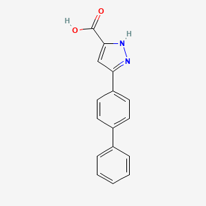 molecular formula C16H12N2O2 B1274420 5-Biphenyl-4-yl-1H-pyrazole-3-carboxylic acid CAS No. 1037816-85-5