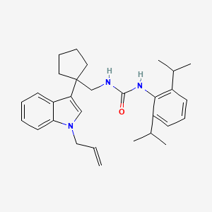 molecular formula C30H39N3O B12744224 Urea, N-(2,6-bis(1-methylethyl)phenyl)-N'-((1-(1-(2-propenyl)-1H-indol-3-yl)cyclopentyl)methyl)- CAS No. 145131-29-9