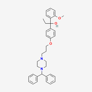 molecular formula C36H42N2O3 B12744285 alpha-Ethyl-alpha-(2-methoxyphenyl)-4-(3-(4-benzhydrylpiperazin-1-yl)propoxy)benzyl alcohol CAS No. 93339-91-4