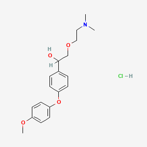 molecular formula C19H26ClNO4 B12744293 alpha-((2-(Dimethylamino)ethoxy)methyl)-4-(4-methoxyphenoxy)benzenemethanol hydrochloride CAS No. 131961-77-8