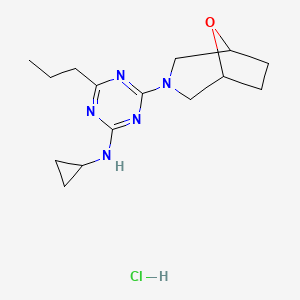molecular formula C15H24ClN5O B12744349 N-Cyclopropyl-4-(8-oxa-3-azabicyclo(3.2.1)oct-3-yl)-6-propyl-1,3,5-triazin-2-amine HCl CAS No. 148296-20-2