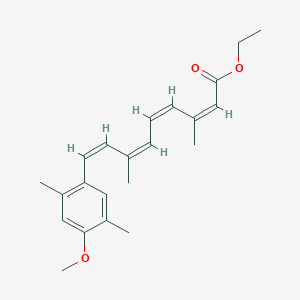 molecular formula C22H28O3 B12744386 ethyl (2Z,4Z,6Z,8Z)-9-(4-methoxy-2,5-dimethylphenyl)-3,7-dimethylnona-2,4,6,8-tetraenoate CAS No. 61435-54-9