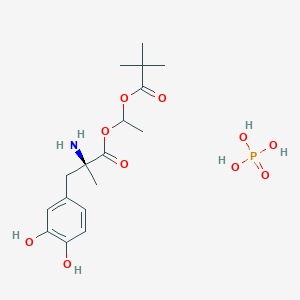 molecular formula C17H28NO10P B12744433 Methyldopa pivaloyloxyethyl ester phosphate CAS No. 111726-69-3
