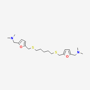molecular formula C21H34N2O2S2 B12744444 2-Furanmethanamine, 5,5'-(1,5-pentanediylbis(thiomethylene))bis(N,N-dimethyl- CAS No. 138878-45-2
