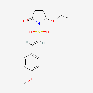 molecular formula C15H19NO5S B12744460 1-(4-Methoxystyrenesulphonyl)-2-oxo-5-ethoxypyrrolidine CAS No. 114485-78-8