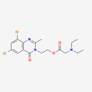 molecular formula C17H21Br2N3O3 B12744534 Glycine, N,N-diethyl-, 2-(6,8-dibromo-2-methyl-4-oxo-3(4H)-quinazolinyl)ethyl ester CAS No. 110009-09-1