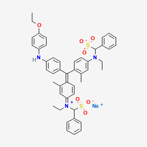 molecular formula C47H48N3NaO7S2 B12744538 Hydrogen (4-((4-((4-ethoxyphenyl)amino)phenyl)(4-(ethyl(sulphonatobenzyl)amino)-o-tolyl)methylene)-3-methylcyclohexa-2,5-dien-1-ylidene)(ethyl)(sulphonatobenzyl)ammonium, sodium salt CAS No. 85188-24-5