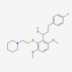 molecular formula C24H32FNO4 B12744821 alpha-(3,6-Dimethoxy-2-(2-(1-piperidinyl)ethoxy)phenyl)-4-fluorobenzenepropanol CAS No. 88772-47-8