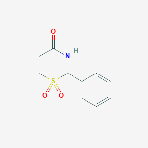 molecular formula C10H11NO3S B12744830 Tetrahydro-2-phenyl-4H-1,3-thiazin-4-one 1,1-dioxide CAS No. 92014-75-0
