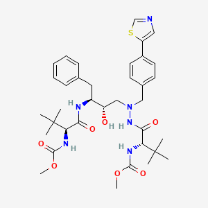 molecular formula C36H50N6O7S B12744914 methyl N-[(1S)-1-[[(1S,2S)-1-benzyl-2-hydroxy-3-[[[(2S)-2-(methoxycarbonylamino)-3,3-dimethyl-butanoyl]amino]-[(4-thiazol-5-ylphenyl)methyl]amino]propyl]carbamoyl]-2,2-dimethyl-propyl]carbamate CAS No. 198903-88-7