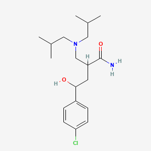 molecular formula C19H31ClN2O2 B12744949 alpha-((Bis(2-methylpropyl)amino)methyl)-4-chloro-gamma-hydroxybenzenebutanamide hydrate CAS No. 124500-19-2