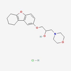 molecular formula C19H26ClNO4 B12744953 alpha-(((6,7,8,9-Tetrahydro-2-dibenzofuranyl)oxy)methyl)-4-morpholineethanol hydrochloride CAS No. 119952-81-7