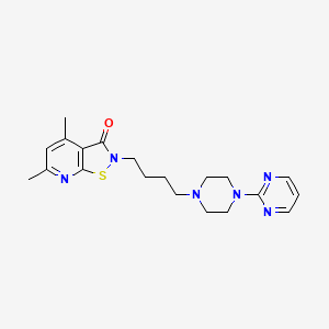 molecular formula C20H26N6OS B12744960 Isothiazolo(5,4-b)pyridin-3(2H)-one, 4,6-dimethyl-2-(4-(4-(2-pyrimidinyl)-1-piperazinyl)butyl)- CAS No. 173284-33-8