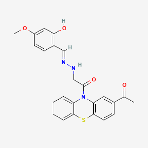 molecular formula C24H21N3O4S B12745014 2-Acetyl-10-((((2-hydroxy-4-methoxyphenyl)methylene)hydrazino)acetyl)-10H-phenothiazine CAS No. 89258-09-3