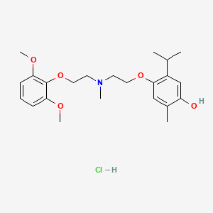 molecular formula C23H34ClNO5 B12745024 Phenol, 4-(2-((2-(2,6-dimethoxyphenoxy)ethyl)methylamino)ethoxy)-2-methyl-5-(1-methylethyl)-,hydrochloride CAS No. 84541-62-8
