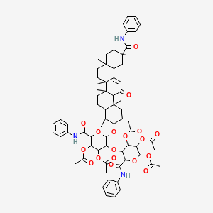 molecular formula C70H87N3O18 B12745074 alpha-D-Glucopyranosiduronamide, (3-beta,20-beta)-11,29-dioxo-29-(phenylamino)olean-12-en-3-ylN-phenyl-2-O-(2,3,4-tri-O-acetyl-N-phenyl-beta-D-glucopyranuronamidosyl)-, 3,4-diacetate CAS No. 126164-76-9