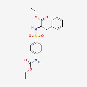 molecular formula C20H24N2O6S B12745103 L-Phenylalanine, N-((4-((ethoxycarbonyl)amino)phenyl)sulfonyl)-, ethyl ester CAS No. 81865-25-0