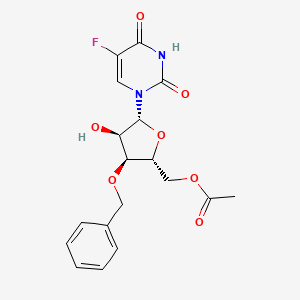 molecular formula C18H19FN2O7 B12745134 Uridine, 2'-deoxy-5-fluoro-3'-O-(phenylmethyl)-, 5'-acetate CAS No. 103766-68-3