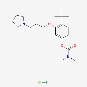 molecular formula C20H33ClN2O3 B12745268 Carbamic acid, dimethyl-, 4-(1,1-dimethylethyl)-3-(3-(1-pyrrolidinyl)propoxy)phenyl ester, monohydrochloride CAS No. 118116-13-5