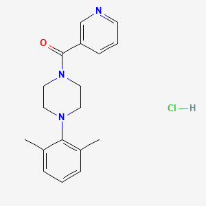 molecular formula C18H22ClN3O B12745297 Piperazine, 1-(2,6-dimethylphenyl)-4-(3-pyridinylcarbonyl)-, monohydrochloride CAS No. 124444-99-1
