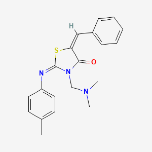 molecular formula C20H21N3OS B12745305 3-((Dimethylamino)methyl)-2-((4-methylphenyl)imino)-5-(phenylmethylene)-4-thiazolidinone CAS No. 110821-52-8