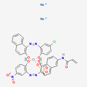 molecular formula C35H25ClCrN6Na2O10S+2 B12745342 Disodium (1-((5-chloro-2-hydroxyphenyl)azo)-2-naphtholato(2-))(4-hydroxy-3-((2-hydroxy-5-nitrophenyl)azo)-7-((1-oxoallyl)amino)naphthalene-2-sulphonato(3-))chromate(2-) CAS No. 84434-74-2