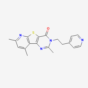 molecular formula C19H18N4OS B12745412 4,11,13-trimethyl-5-(2-pyridin-4-ylethyl)-8-thia-3,5,10-triazatricyclo[7.4.0.02,7]trideca-1(9),2(7),3,10,12-pentaen-6-one CAS No. 89481-21-0