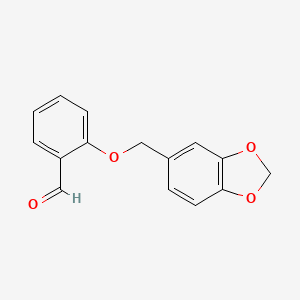 molecular formula C15H12O4 B1274542 2-(Benzo[1,3]dioxol-5-ylmethoxy)-benzaldehyde CAS No. 842957-76-0