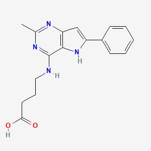 molecular formula C17H18N4O2 B12745422 Butanoic acid, 4-((2-methyl-6-phenyl-5H-pyrrolo(3,2-d)pyrimidin-4-yl)amino)- CAS No. 114685-06-2