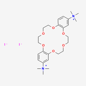 molecular formula C26H40I2N2O6 B12745590 Dibenzo(b,k)(1,4,7,10,13,16)hexaoxacyclooctadecin-2,14-diaminium, 6,7,9,10,17,18,20,21-octahydro-N,N,N,N',N',N'-hexamethyl-, diiodide CAS No. 125239-74-9