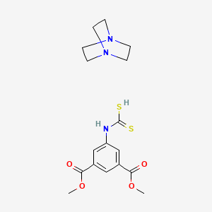 molecular formula C17H23N3O4S2 B12745625 (3,5-Bis(methoxycarbonyl)phenyl)dithiocarbamic acid, triethylenediamine salt CAS No. 71130-63-7
