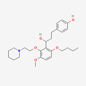 molecular formula C27H39NO5 B12745659 alpha-(6-Butoxy-3-methoxy-2-(2-(1-piperidinyl)ethoxy)phenyl)-4-hydroxybenzenepropanol CAS No. 126406-24-4