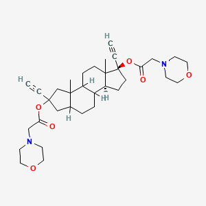 molecular formula C34H48N2O6 B12745743 (2-beta,5-alpha,17-alpha)-2-Ethynyl-A-norpregn-20-yne-2,17-diol bis(4-morpholineacetate) CAS No. 142546-48-3