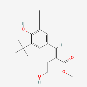 molecular formula C20H30O4 B12745791 Butanoic acid, 2-((3,5-bis(1,1-dimethylethyl)-4-hydroxyphenyl)methylene)-4-hydroxy-, methyl ester CAS No. 83677-20-7
